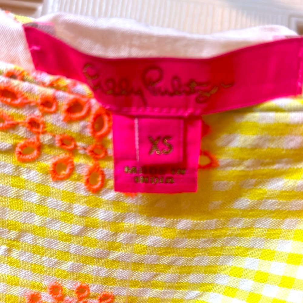 NWT. Lilly Pulitzer Lettie Short Sleeve Calla Yellow Gingham Seersucker Island - Picture 5 of 8